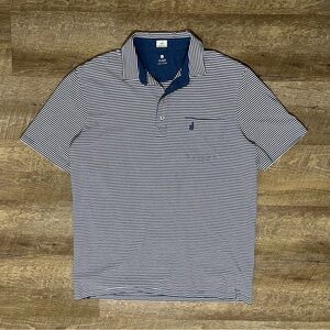 johnnie-O Navy and White Striped Polo Shirt